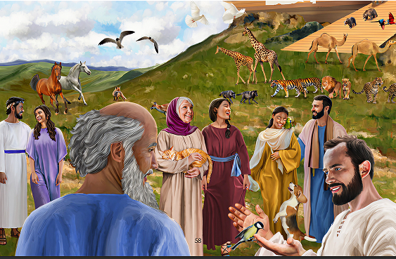 Biblical scene with Jesus and children